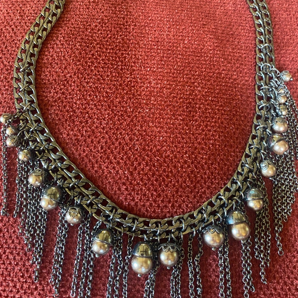 Sparkling Sage Silver with Bronze Pearls Necklace